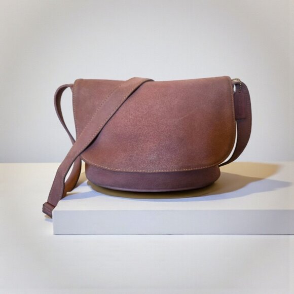 Vintage Sonoma Nubuck Suede Rose Pink Crossbody Flap BAG - Picture 1 of 16
